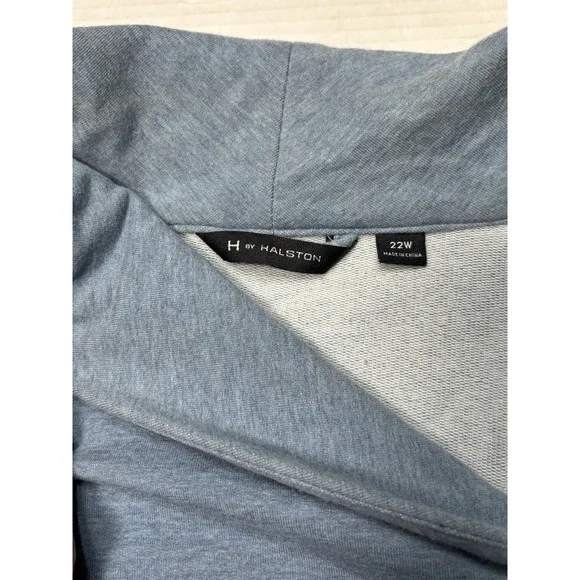 H by Halston Womens 22W Blue Asymmetrical Zip Knit Jacket Moto Blazer Stretch - Picture 5 of 10